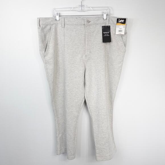 Lee High Rise Straight Leg Cropped Knit Pants Jeggings New Light Grey Women 22M - Picture 1 of 8